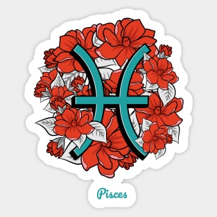 Floral Zodiac Sign Pisces Gift Women Men Sticker